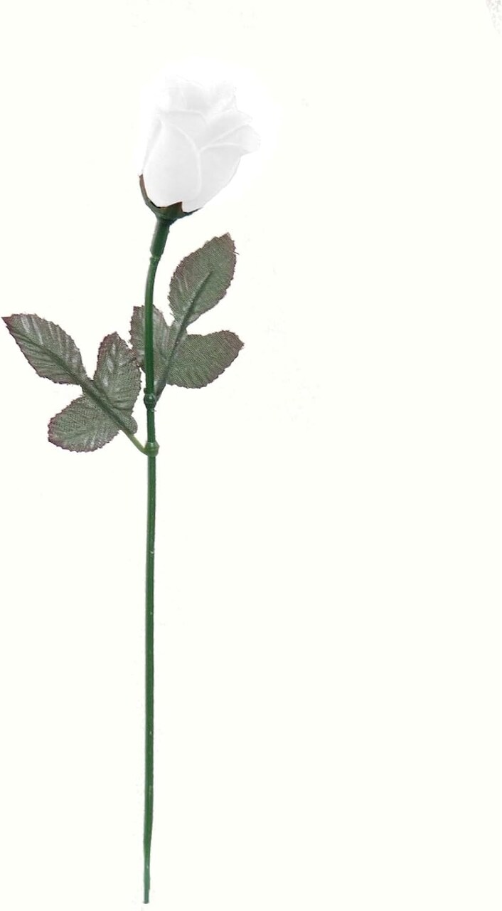 12-Pack: White Rose Bud Picks with 2 Silk Leaves by Floral Home®